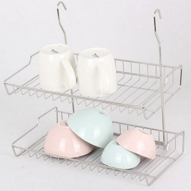 스텐 식기 건조대 스테인레스 컵걸이 주방 싱크대 식기 건조대 선반 다용도 걸이형 정리대 2단 정리 수납
