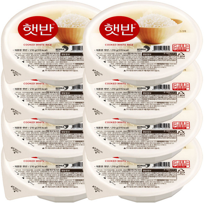 햇반 백미밥, 205g, 8개