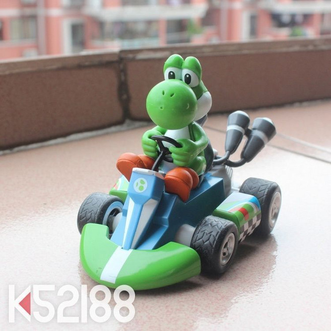 Super Mario 瑪利歐賽車系列 回力車 手辦模型玩偶玩具, 1個, 綠龍高約8cm，吸塑盒子包裝