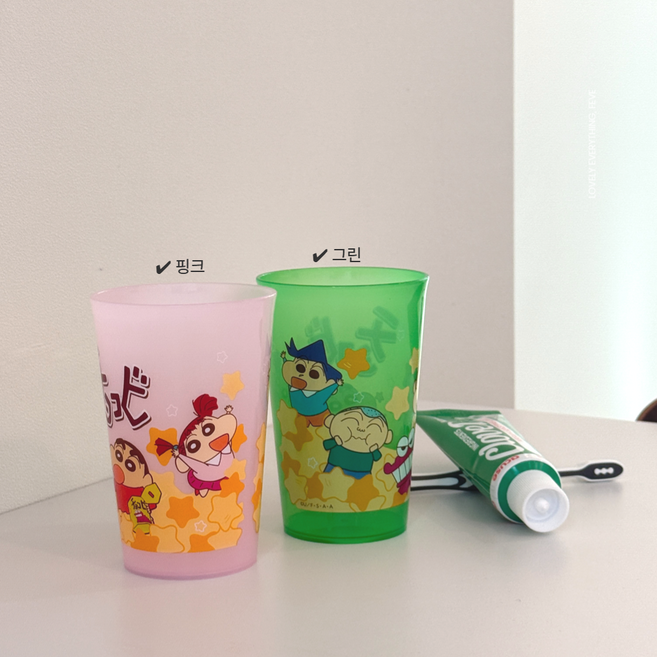 마나 스트라이프 양치컵 세트 [일본 완제품], 핑크, 1개