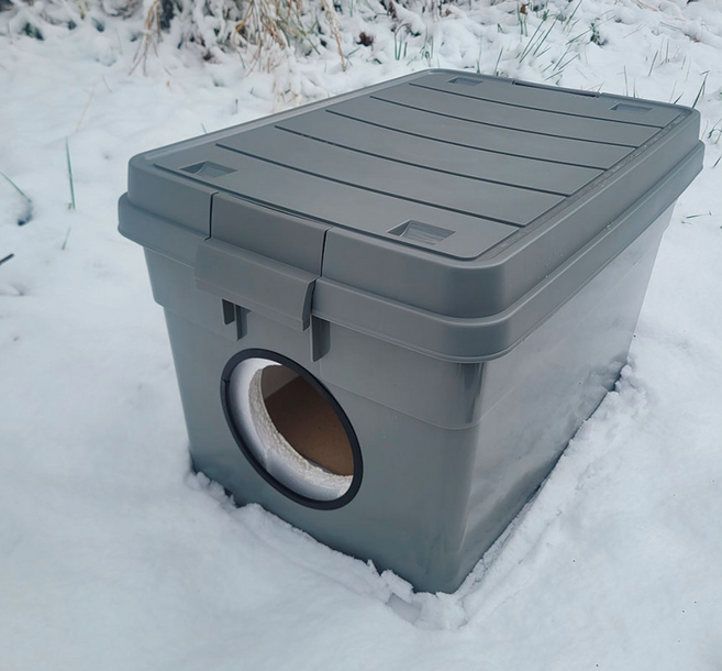 우드플러스 야외용 하우스 빅사이즈 길고양이집 겨울집, 1개, 그레이