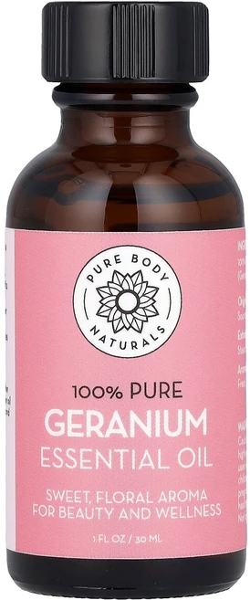 Pure Body Naturals 순도 100% 에센셜 오일 제라늄 30ml(1fl oz) Naturals (퓨어 바디 내추럴스) - 쿠팡