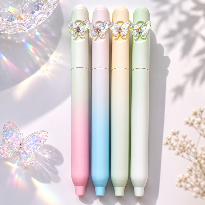 나비 중성펜 0.5mm 4종 세트 감성 볼펜 마카롱 그라데이션 예쁜 필기구, 4개, 혼합색상