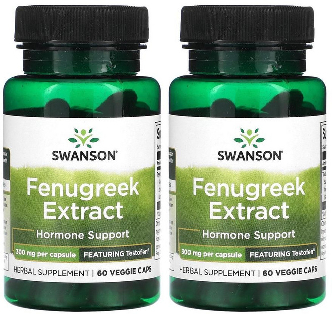 스완슨 호로파 씨 추출물 Fenugreek 300mg 베지 60캡슐 x2통, 2개, 60정