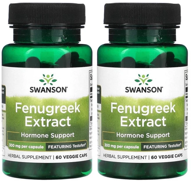 스완슨 호로파 씨 추출물 Fenugreek 300mg 베지 60캡슐 x2통, Swanson, 60정 - 쿠팡