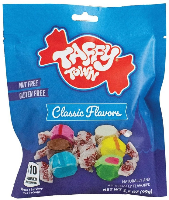 Taffy Town 누가 태피 타운 소금물 무설탕 혼합 맛 고급 사탕 부드럽고 맛있는 여름 간식 파티용 3온스, 어솔티드, 3.5 온스, 1개