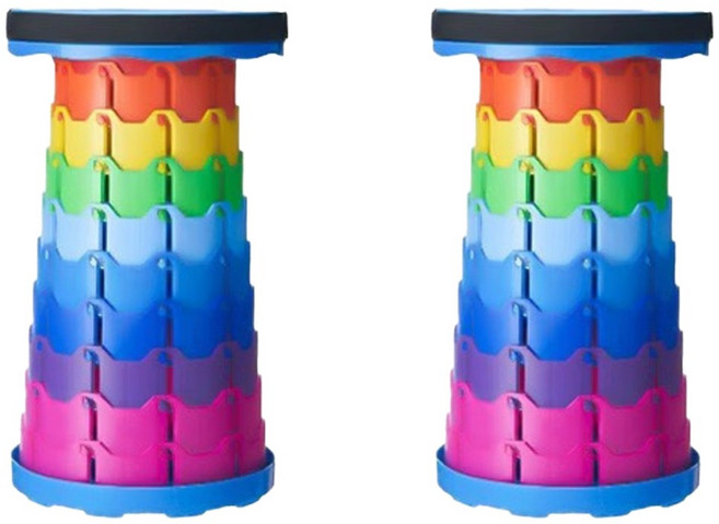 MANTU 야외 휴대용 접이식 스툴, 2개, 레인보우