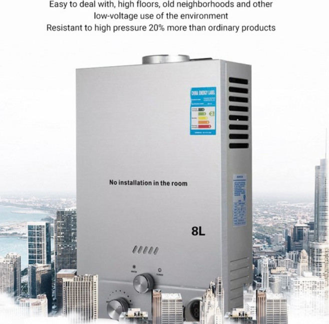 DIVEDEER 벽걸이형 LPG 가스 온수기 샤워 키트 포함 6L/8L/10L/12L/16L/18L 가전제품 디지털 디스플레이, 01 빠른  Mainland, 02 12L