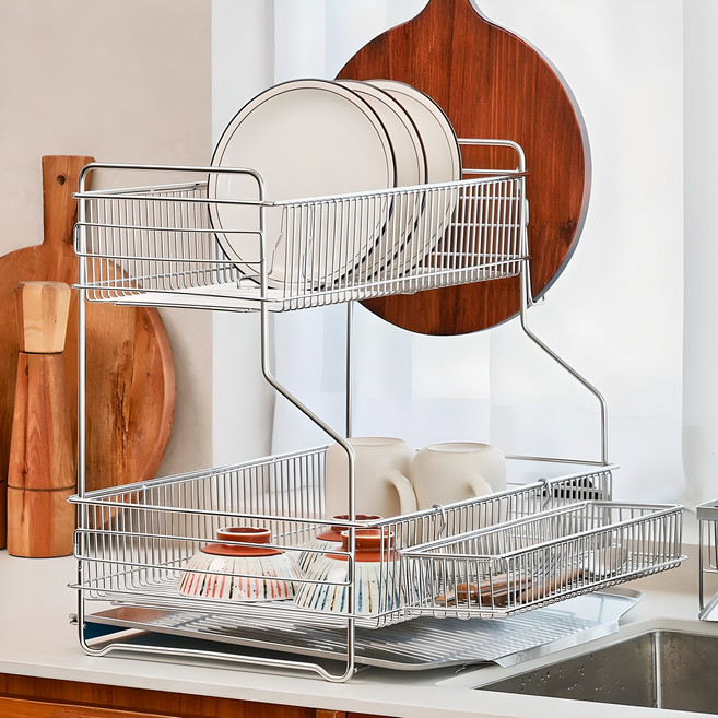 공감스토어 올스텐 자동물빠짐 식기건조대, 2단, 1개