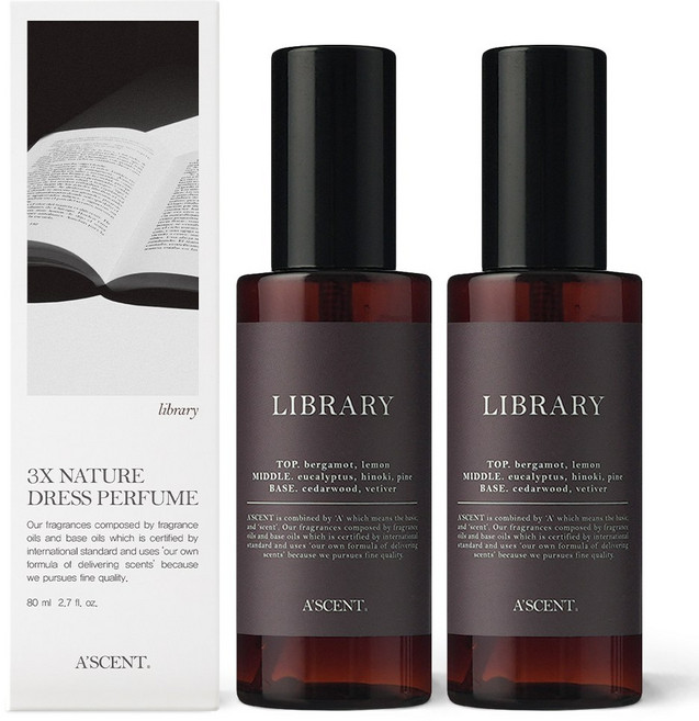 에이센트 드레스퍼퓸 섬유향수, 2개, 80ml, 라이브러리