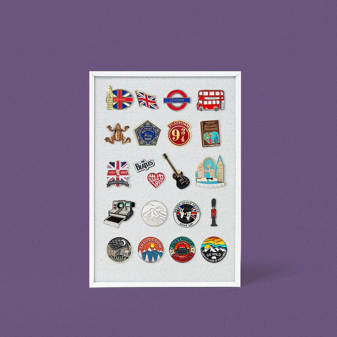 에이모노 뱃지보관액자 핀 뱃지 메탈프레임, 화이트 핀보드, 화이트, 1개