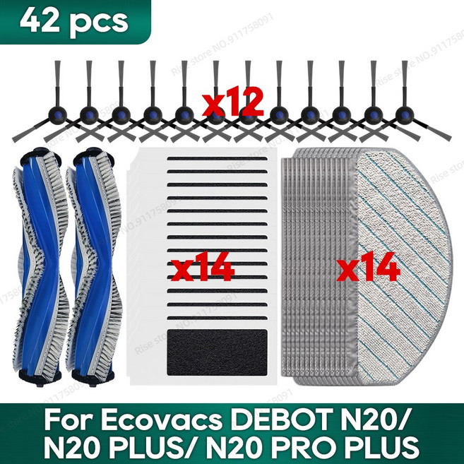 Ecovacs Debot N20 N20 Plus N20 Pro Plus 모핑 HEPA 필터 메인 사이드 브러시 부품 교체용 로봇청소기 액세서리에 적합, 1개, 12. Set 6