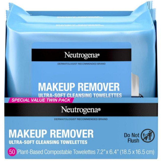 뉴트로지나 메이크업 리무버 물티슈 페이스 클렌징 타월렛 (25매 트윈팩), 2개, 25개입