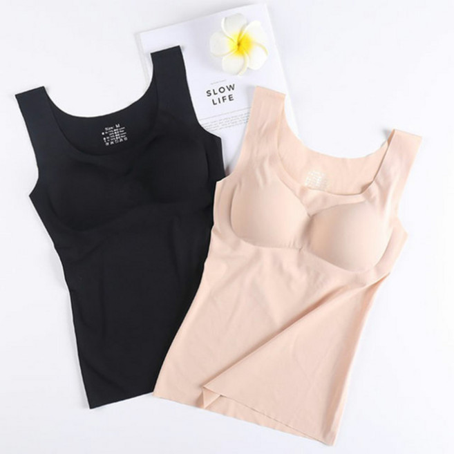 1+1 심리스 브라런닝 나시 캐미솔 노와이어 캡나시 노라인 볼륨업