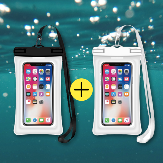 모디오 IPX8 휴대 폰 핸드폰 스마트폰 터치 방수 팩 케이스 물놀이, 화이트 + 블랙, 1개