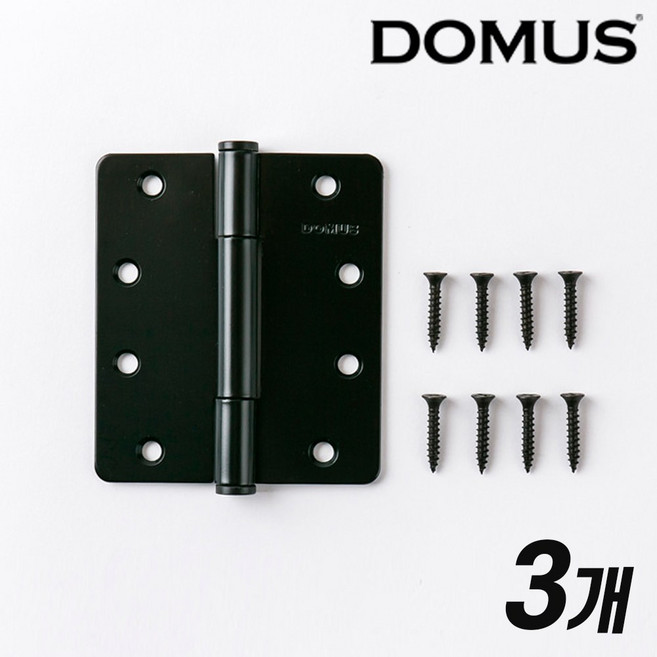 [철물인] 도무스 일반경첩BK 블랙 방문 욕실 목문 4인치 나비경첩, 3개