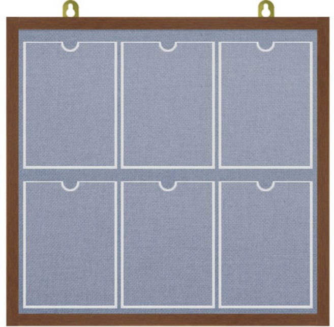 제이에스칠판 아크릴 포켓 A4 게시판 2열6구 840x770mm, 청색, 월넛