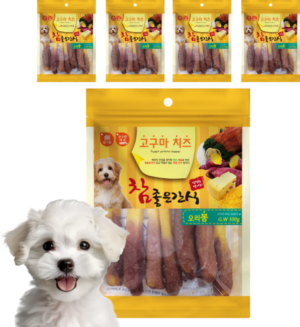 참좋은간식 고구마치즈 강아지 말랑 영양간식, 오리봉맛, 100g, 5개