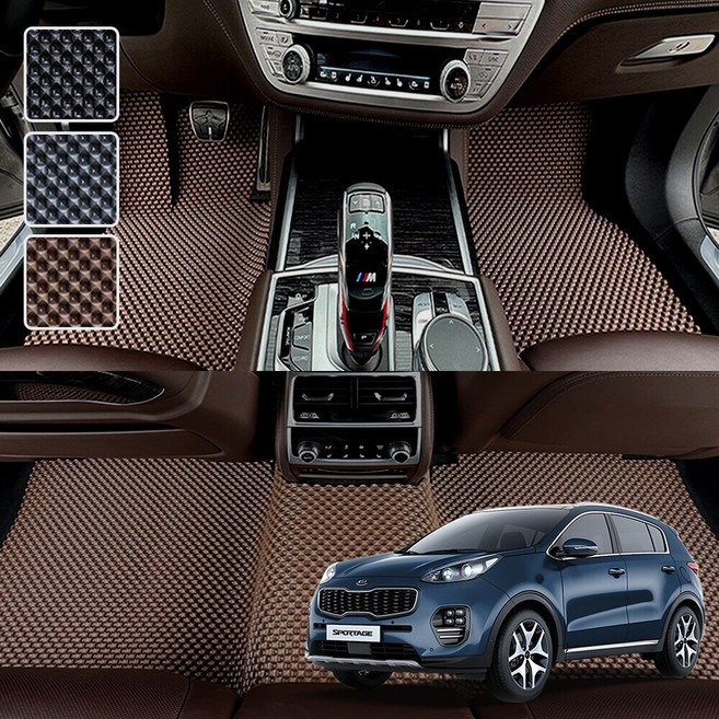 DXSOAUTO 올뉴 스포티지 QL 전용 3D 엠보싱 차세대 고무매트 1열2열 세트, 브라운, 128_1 올뉴 스포티지 QL