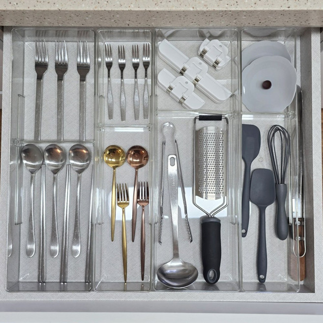 네오드 길이조절가능 서랍 정리함 수저 분리함 정리 트레이, 2개, 투명