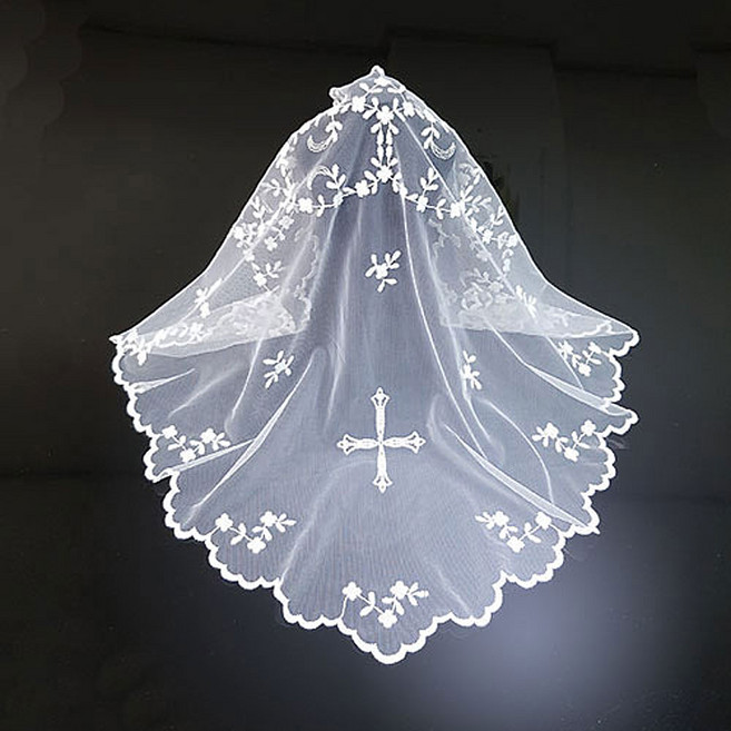 비비안나성물 18번 사랑 미사보 (저작권등록) 천주교 성물 우아하고 예쁜미사보 세례 견진 첫영성체 기도 미사, 1개, 흰색