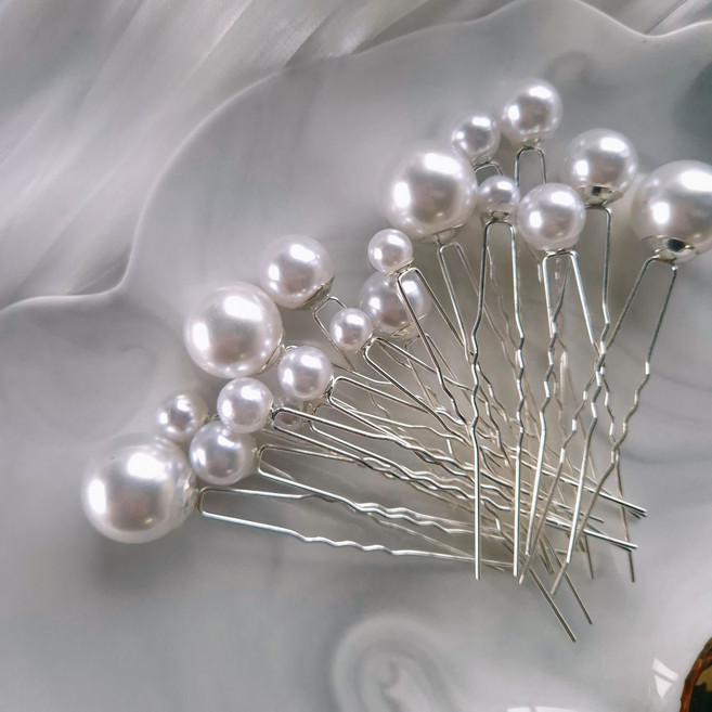 웨딩 혼주 드레스 한복 헤어 진주U핀