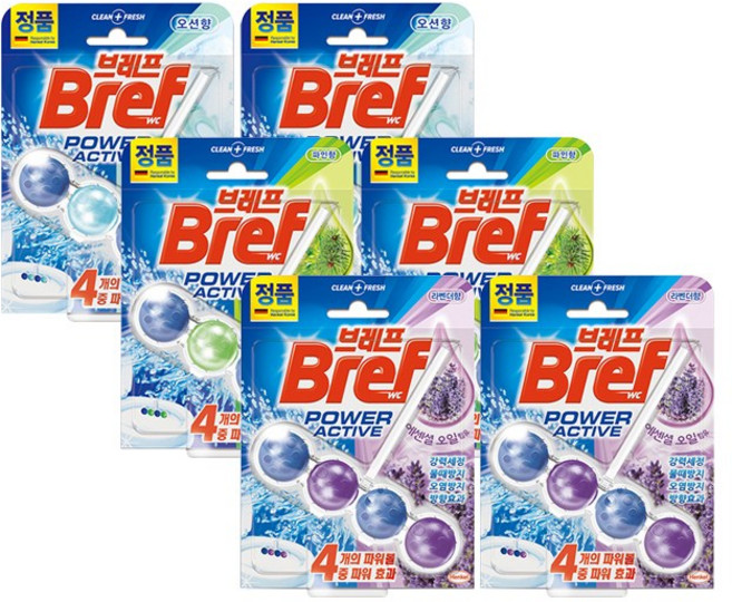 헨켈 브레프 변기세정제 오션향x2개+파인향x2개+라벤더x2개, 1세트, 50g, 1개