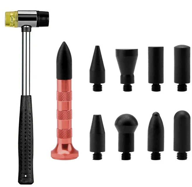 전문 자동차 무도색 덴트 제거 도구 도어 덴트 제거 크로우바 키트 우박 손상 수리용 로드 도구, 02 Style 3 (10 pcs)