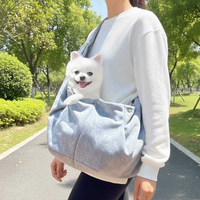 에블모어 포근포근 어깨편한 강아지 슬링백, 1개, 그레이