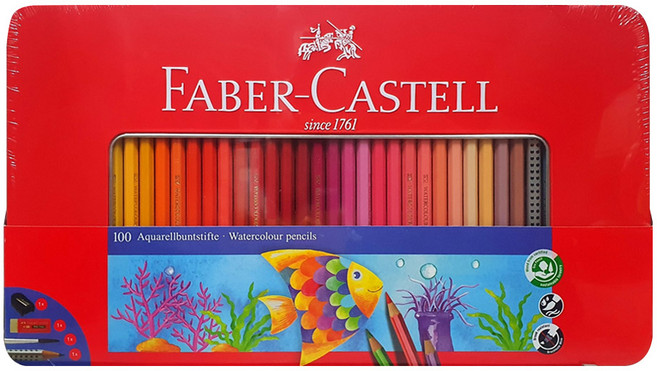 파버카스텔 수채 색연필 틴케이스, 100색, 1세트