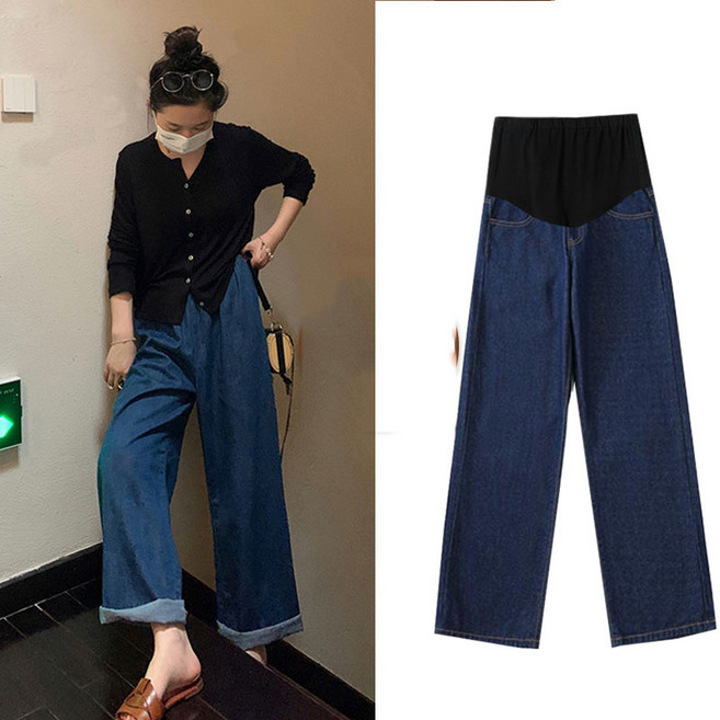 임산부 팬츠 캐주얼 임부복 하이웨이스트 배기 청바지 봄 여름 슬랙스 9부 팬츠 ZZL