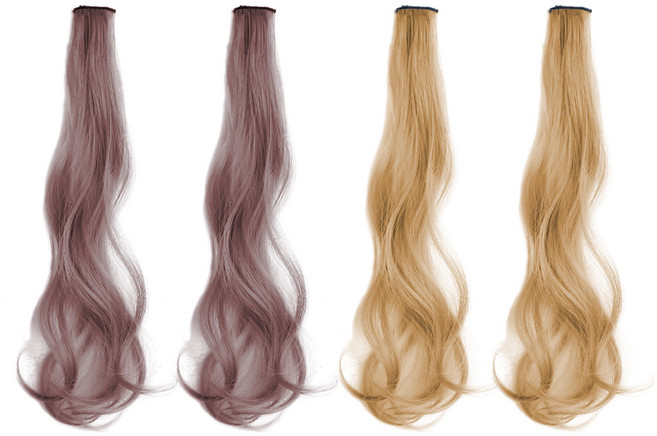 4개 세트 프리미엄 고열사 웨이브 컬러 헤어 피스 똑딱이 핀 붙임 머리 브릿지 부분 가발 물결 인조 머리카락 붙임머리 반가발 똑딱핀, S99008F(F세트, 1세트