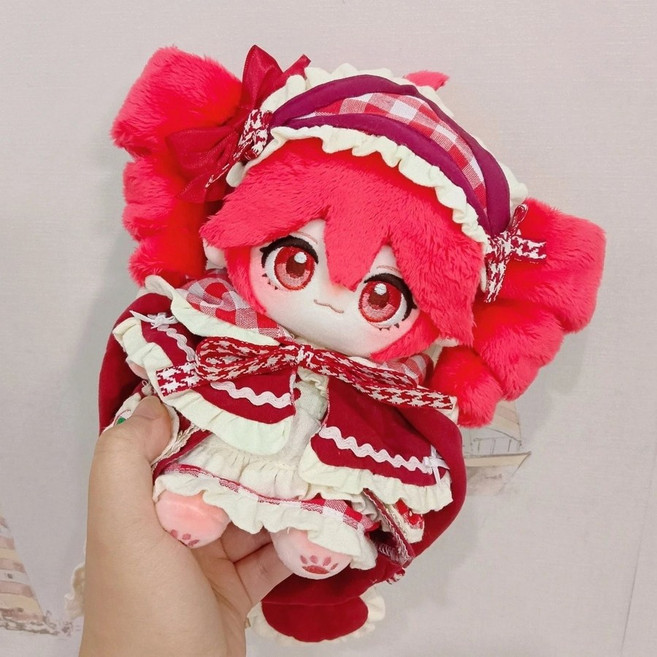 가상 가수 카사네 테토 속성 20cm 인형 딸기 바게트 피규어 선물 솜인형 솜깅이 아이돌 솜인형옷, 딸기 바게트+랜덤옷(뼈대없음)