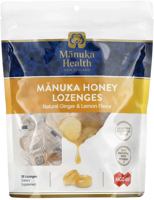몸관리하세요 겨울입니다 Manuka Health 마누카 꿀 사탕 정제 천연 생강 & 레몬 MGO 400+ 사탕 정제 58정 특별관리진행, ManukaHealth마누카꿀사탕정제천연생강레몬MGO4, 1개 - 쿠팡