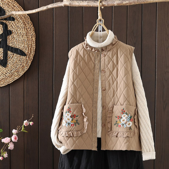 계량한복 여성 생활한복 자수 누빔 경량 조끼 상의 패딩
