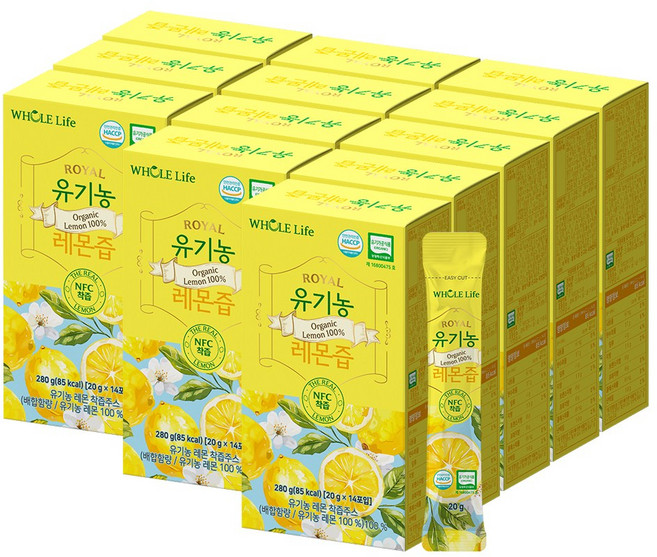 홀라이프 유기농 레몬즙, 280g, 12개