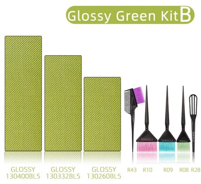 헤어호일 미용사 염색 도구 세트 하이라이트 알루미늄 호일 보드 미용실 액세서리 3 종, [18] Glossy Green Kit B, Glossy Green Kit B