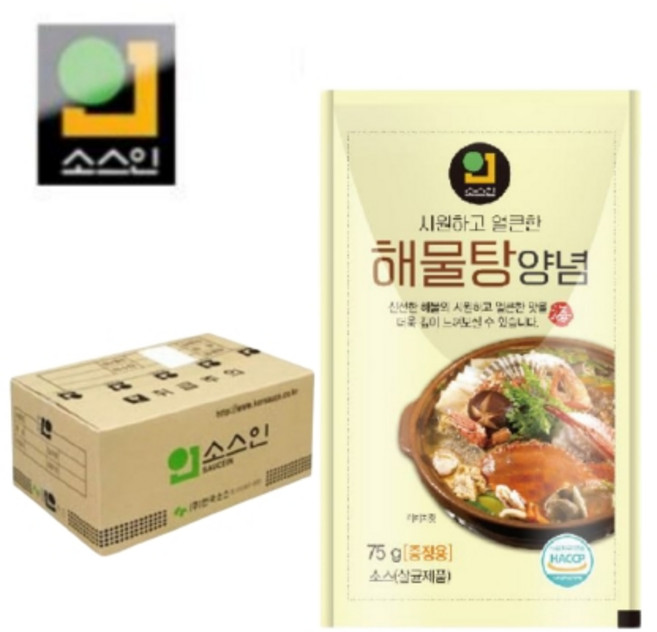 [한국소스 소스인] 시원하고 얼큰한 해물탕 양념 75g 업소용 배달용 소스, 150개