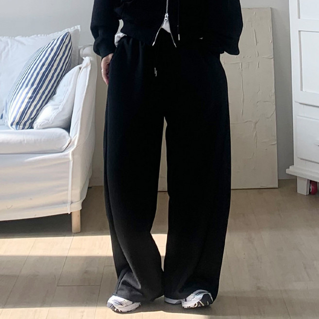 애플망고옷장 에어 사이드턱 와이드 팬츠 넉넉사이즈 간절기바지