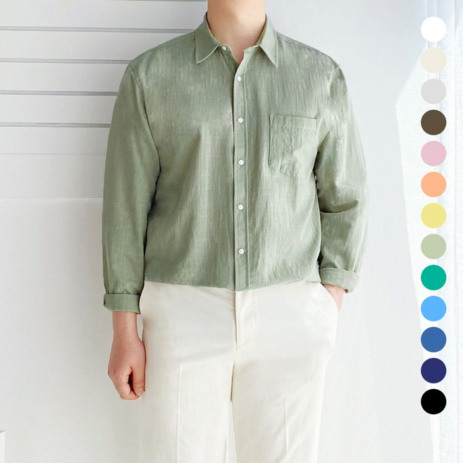레브클래식 남자린넨터치셔츠 남성 봄 여름 워싱 면 린넨터치 셔츠 캐주얼 긴팔 남방 빅사이즈 남녀공용
