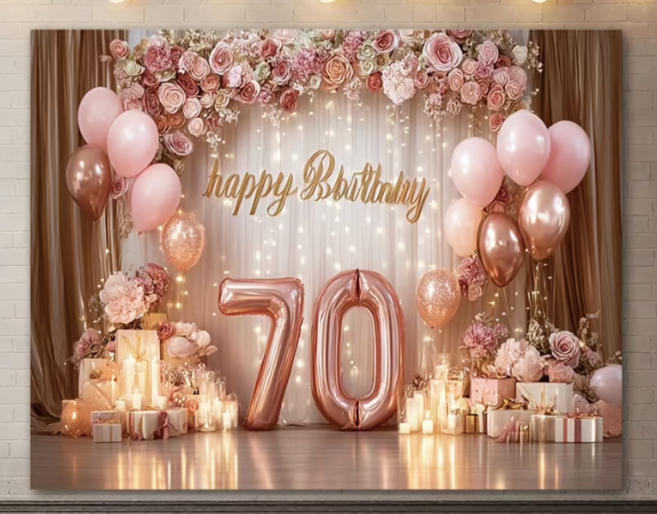 지구별 프리미엄 칠순 팔순 현수막 감사패 디자인 부모님 생신 홈파티 배경, 풍선디자인