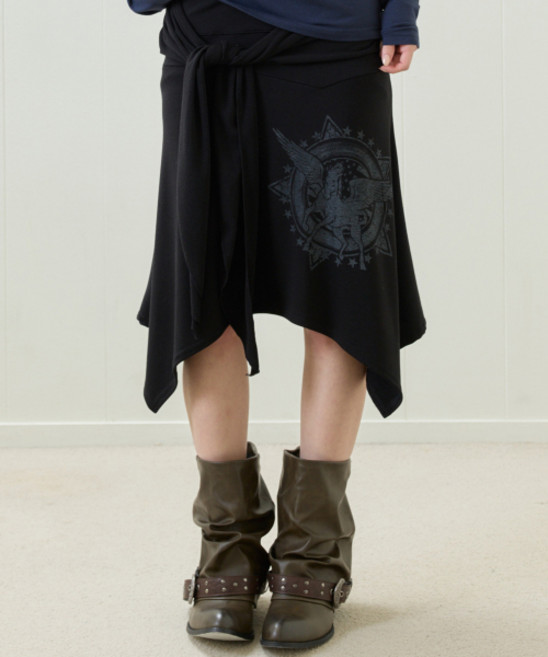 LUVISTRUE 스커트 원피스 치마 EL HORSE WAISTBAND SKIRT(블랙 )