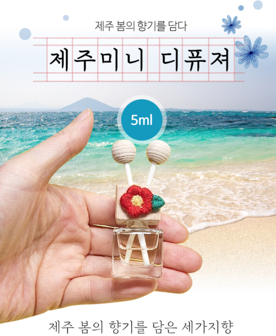 향기로 가득한 나만의 제주 내 차 안에 담다 1+1 제주 미니 디퓨저 세트, 1세트, 수국향+유채향