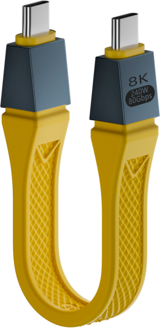 26년형 최신 차세대 USB4 2.0 C타입 80Gbps SSD 외장하드 인클로저 미니 케이블 240W 고속충전 16K 미러링, 1개, 옐로우, 13cm