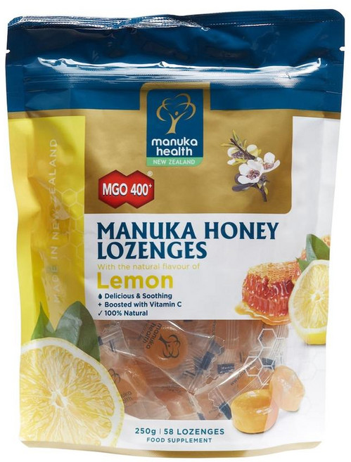 영국 헤롯백화점 마누카헬스 Manuka Health Honey Lemon Lozenges MGO 400+ 마누카꿀 레몬 로젠지스, 250g, 3개