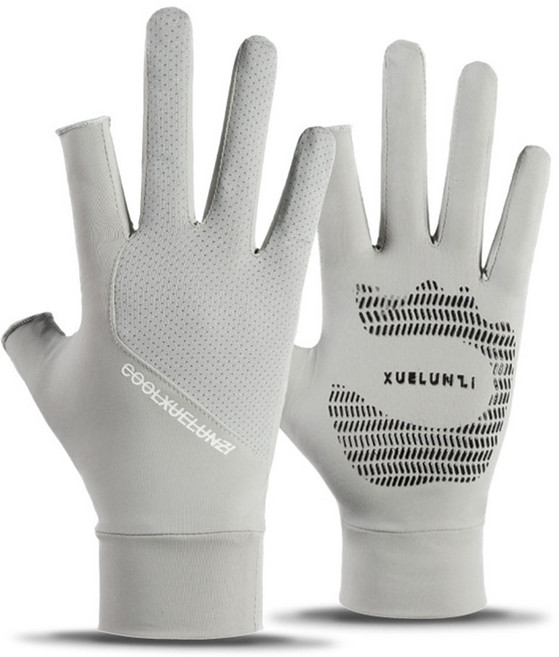 남성 자외선 차단 장갑 쿨 아이스 여름 장갑 데일리 등산 운전 골프 라이딩 봄 가을 미끄럼방지, 남성 자외선차단 장갑(그레이), 1개