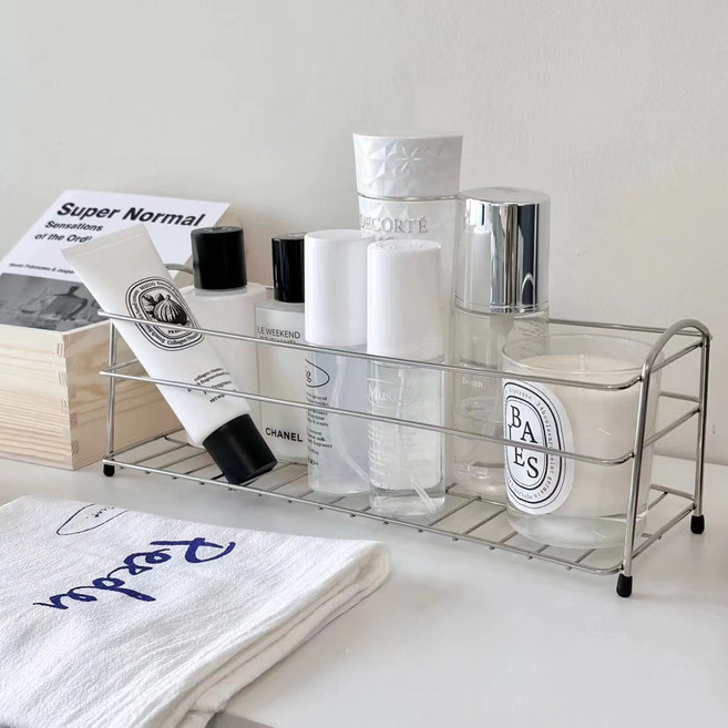 미우리빙 스테인레스 샴푸랙 욕실 거치 선반, 1개, 실버