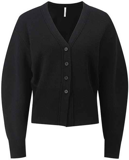 [컴젠] 여성 울혼방 브이넥 가디건 BLACK