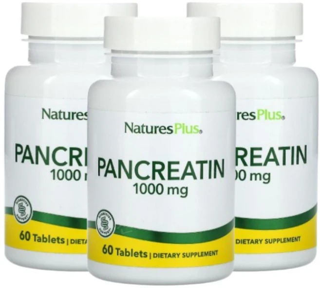 네이처스플러스 판크레아틴 Pancreatin 1000mg 60정 3개 효소 프로테아제 - 쿠팡