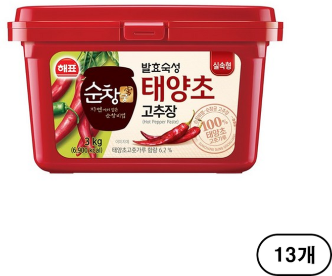 순창궁 우리햅쌀 태양초 고추장, 3kg, 13개